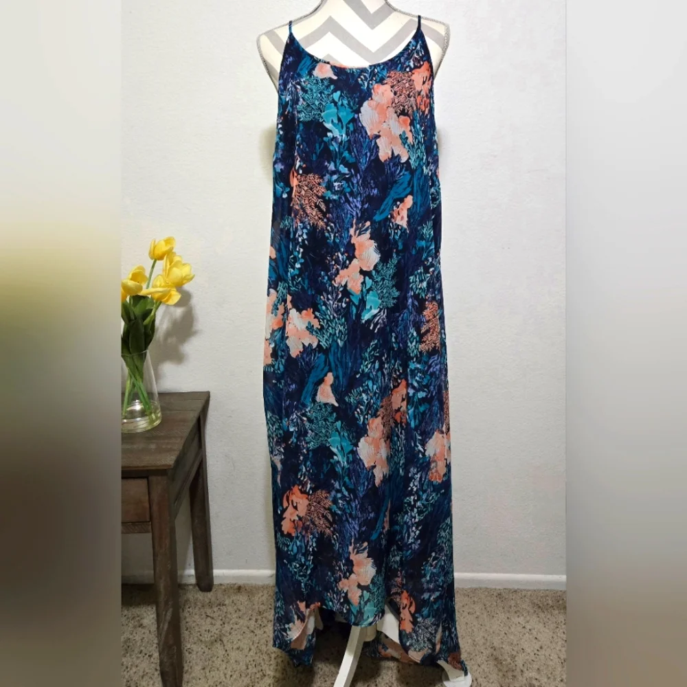 old navy blue coral dress Old Navy Women's Small Shift Dress Floral Navy Blue Coral